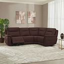Dalton Left Hand Corner Electric Recliner Sofa with Power Headrests in Chestnut Leather