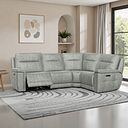 Dalton Left Hand Corner Electric Recliner Sofa with Power Headrests in Marble Silver Fabric