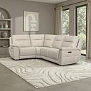 Dalton Right Hand Corner Electric Recliner Sofa in Bella Barley White Fabric