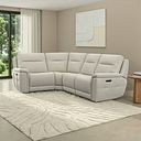 Dalton Right Hand Corner Electric Recliner Sofa in Bone China Leather