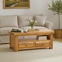 Hercules Rustic Solid Oak 2 Drawer Coffee Table