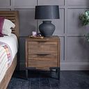 Detroit Solid Hardwood and Metal 2 Drawer Bedside Table