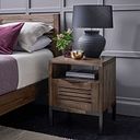 Detroit Solid Hardwood and Metal 1 Drawer Bedside Table