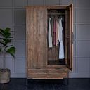 Detroit Solid Hardwood and Metal Double Wardrobe