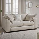 Dewsbury 2 Seater Pillow Back Sofa in Milo Cream Fabric with Natural Scatter Cushions