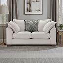 Dewsbury 2 Seater Pillow Back Sofa in Milo Ivory Fabric with Mink Scatter Cushions