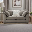 Dewsbury 2 Seater Pillow Back Sofa in Milo Mocha Fabric with Natural Scatter Cushions