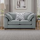 Dewsbury 2 Seater Pillow Back Sofa in Milo Pewter Fabric with Silver Scatter Cushions