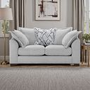 Dewsbury 2 Seater Pillow Back Sofa in Milo Silver Fabric with Silver Scatter Cushions