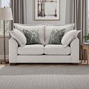 Dewsbury 2 Seater Sofa in Milo Ivory Fabric with Mink Scatter Cushions
