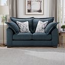 Dewsbury 2 Seater Sofa in Milo Navy Fabric with Silver Scatter Cushions