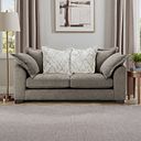 Dewsbury 3 Seater Pillow Back Sofa in Milo Mocha Fabric with Natural Scatter Cushions