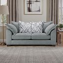 Dewsbury 3 Seater Pillow Back Sofa in Milo Pewter Fabric with Silver Scatter Cushions