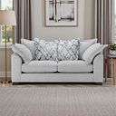 Dewsbury 3 Seater Pillow Back Sofa in Milo Silver Fabric with Silver Scatter Cushions