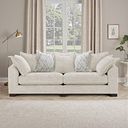 Dewsbury 4 Seater Pillow Back Sofa in Milo Cream Fabric with Natural Scatter Cushions