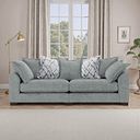Dewsbury 4 Seater Pillow Back Sofa in Milo Pewter Fabric with Silver Scatter Cushions