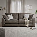 Dewsbury 4 Seater Sofa in Milo Mocha Fabric with Natural Scatter Cushions