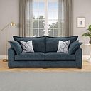 Dewsbury 4 Seater Sofa in Milo Navy Fabric with Silver Scatter Cushions