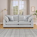 Dewsbury 4 Seater Sofa in Milo Silver Fabric with Silver Scatter Cushions