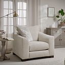 Dewsbury Armchair in Milo Cream Fabric with Natural Scatter Cushion