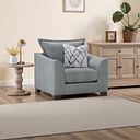 Dewsbury Armchair in Milo Pewter Fabric with Silver Scatter Cushion