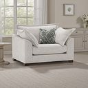 Dewsbury Loveseat in Milo Ivory Fabric with Mink Scatter Cushions