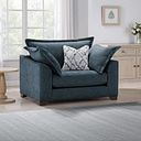 Dewsbury Loveseat in Milo Navy Fabric with Silver Scatter Cushions