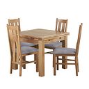 Dorset 3ft Extending Table and 4 Arched Back Chairs with Dappled Silver Fabric Seats