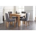 Dorset Natural Solid Oak 3ft Extending Table with 4 Vivien Button Back Chairs in Grey Fabric