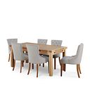 Dorset Natural Solid Oak 6ft Extending Table and 6 Vivien Button Back Chairs in Cream Fabric