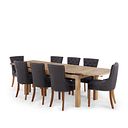 Dorset Natural Solid Oak 6ft Extending Table and 8 Vivien Button Back Chairs in Grey Fabric
