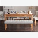 Dorset Natural Solid Oak 6ft Extending Table with 1 Vivien Bench and 4 Vivien Chairs in Cream Fabric