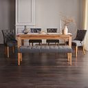 Dorset Natural Solid Oak 6ft Extending Table with 1 Vivien Bench and 4 Vivien Chairs in Grey Fabric