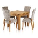 Dorset Natural Solid Oak 3ft Extending Table and 4 Curve Back Plain Truffle Fabric Chairs