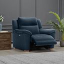 Dune Electric Recliner Armchair with Power Headrest Sofa in Amigo Navy Fabric