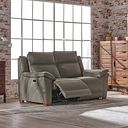 Dune 2 Seater Electric Recliner with Power Headrest Sofa in Elephant Grey Leather