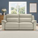 Dune 3 Seater Electric Recliner with Power Headrest Sofa in Light Grey Leather