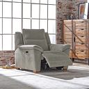 Dune Electric Recliner Armchair with Power Headrest Sofa in Sense Light Grey Fabric
