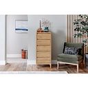 Durham Natural Oak 5 Drawer Tallboy