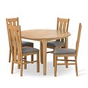 Durham Natural Oak Round Dining Table 120cm + 4 Arched Back Natural Solid Oak Chair with Verona Mocha Fabric Seat