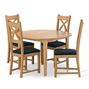 Durham Natural Oak Round Dining Table 120cm + 4 Cross Back Natural Solid Oak Chair with Verona Charcoal Fabric Seat