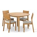 Durham Natural Oak Round Dining Table 120cm + 4 Ellison Natural Oak Chair with Verona Cream Fabric Seat