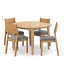 Durham Natural Oak Round Dining Table 120cm + 4 Ellison Natural Oak Chair with Verona Mocha Fabric Seat