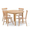 Durham Natural Oak Round Dining Table 120cm + 4 Kingham Natural Oak Spindle Chair