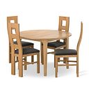 Durham Natural Oak Round Dining Table 120cm + 4 Wave Back Natural Solid Oak Chair with Verona Chocolate Fabric Seat