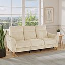 Dylan 3 Seater Electric Recliner Sofa in Darwin Ivory Fabric