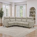 Dylan Right Hand Corner Power Recliner Sofa in Oxford Beige Fabric