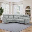 Dylan Right Hand Corner Power Recliner Sofa in Oxford Silver Fabric