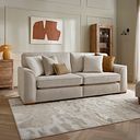 Eastley 4 Seater Sofa in Limoge Beige Fabric with Beige Scatters