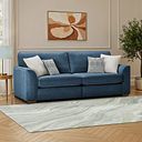 Eastley 4 Seater Sofa in Limoge Prussian Blue Fabric with Silver Scatters